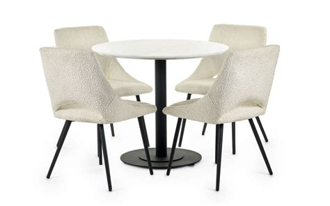 Luca Round Table Iris Boucle Dining Chairs Ivory Julian Bowen Limited