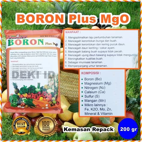 Jual Pupuk Boron Plus MgO 200 Gr Repack Magnesium Juragan Micro