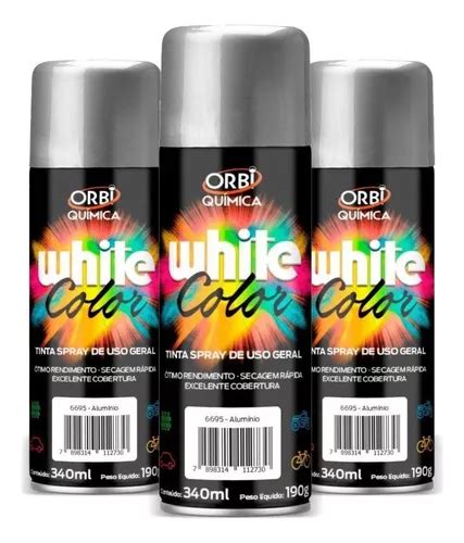 Tinta Spray White Color Uso Geral Alum Nio Para Rodas Pe A