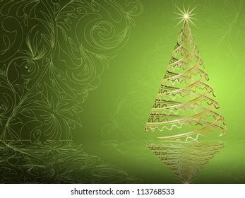 Stylized Vector Gold Christmas Tree On Stock Vector Royalty Free