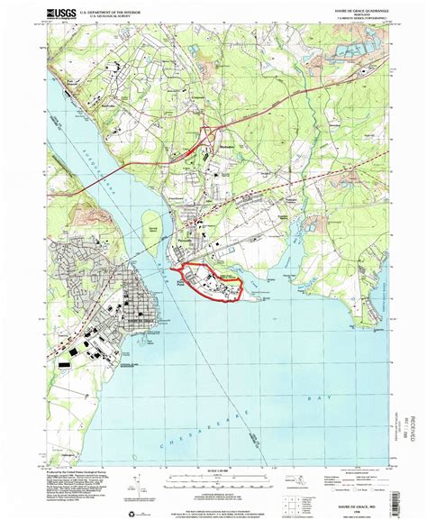 Classic Usgs Havre De Grace Maryland 7 5 X7 5 Topo Map Mytopo Map Store