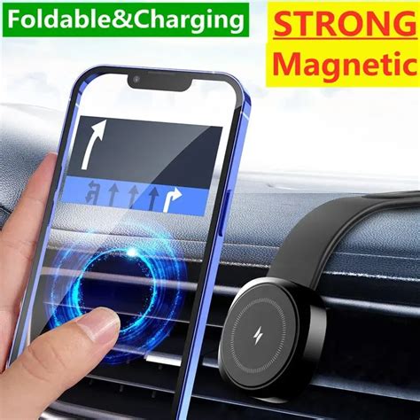 Support voiture magnétique avec chargeur sans fil pour iPhone 15 14 13