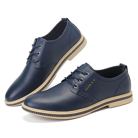 Men British Style Retro Casual Oxfords Flat Lace Up Leather Formal