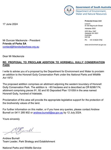 Proposal To Proclaim Addition To Horsnell Gully Cp Friends Of Black