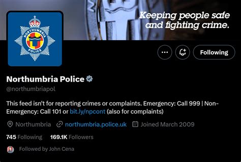 But Why Does John Cena Follow Northumbria Police On Twitter R