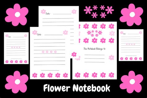 Notebook Lined with Flowers Graphic by YASSMINAS · Creative Fabrica