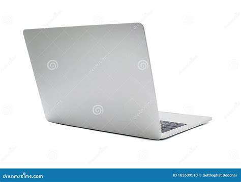 Back Left View of Open Laptop Computer for Mockup. Modern Thin Edge ...