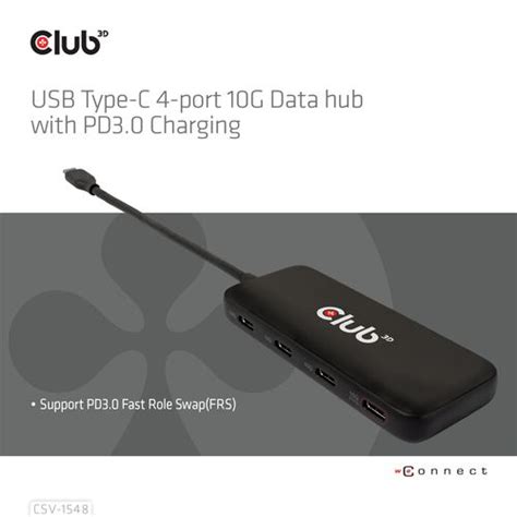 Club3d Usb Hub Type C 4x Usb Type C 10gbps 100w Pd Plug Socket Club 3d Csv 1548 Coditek Portugal