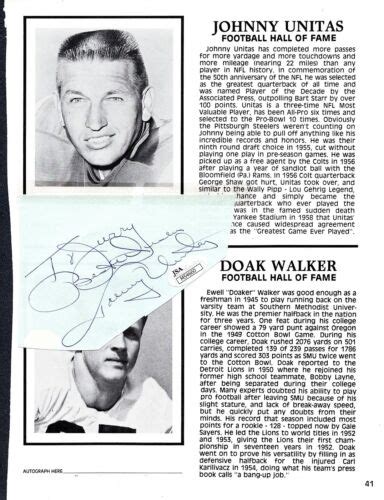 Jsa Johnny Unitas Autograph Signed Auto Hof Baltimore Colts To Jerry