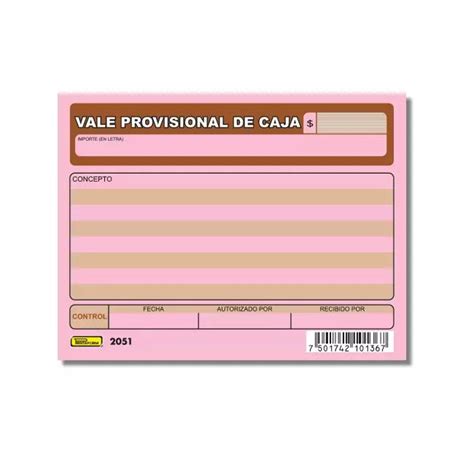 Vale Provisional De Caja Printaform Con Cajas Hacer Cajas De