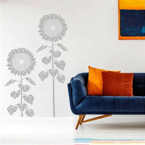 Giant Sunflower Wall Art Stencil Floral Stencils for Walls - Etsy ...