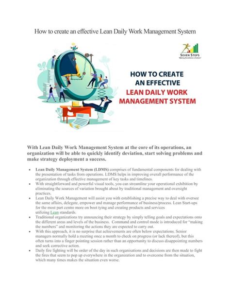 How To Create An Effective Lean Daily Work Management System Pdf