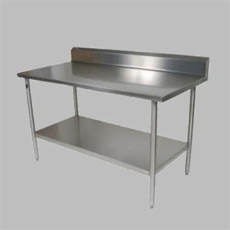 Silver Polished Stainless Steel Work Tables Number Of Shelves 2 Size