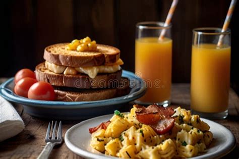 Farmhouse Breakfast With Eggs Bacon And Sausage Stock Illustration