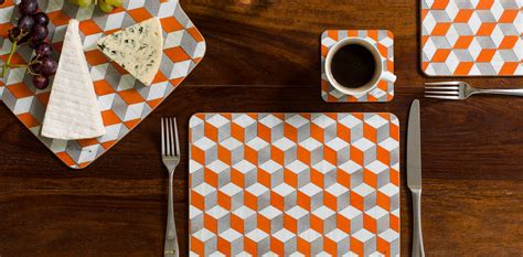 Set Of Six Extra Large Placemats In A Scandinavian Design Neutral