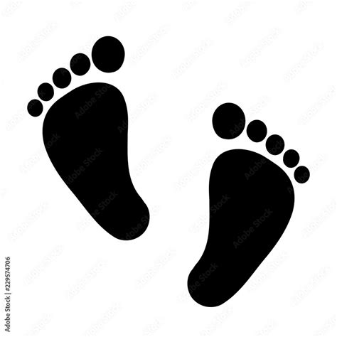 Human Feet Black Silhouette Symbol Footprint Icon Vector Stock Vector