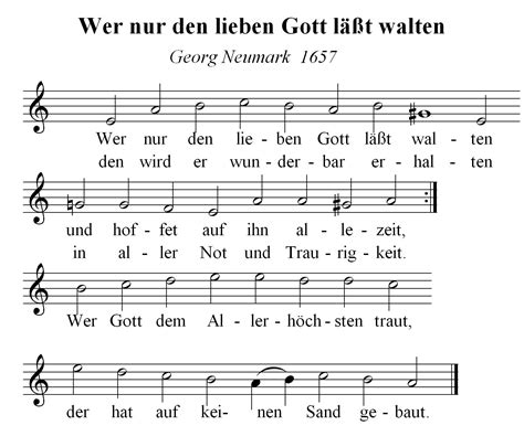 Chorale Melody Wer Nur Den Lieben Gott Lasst Walten