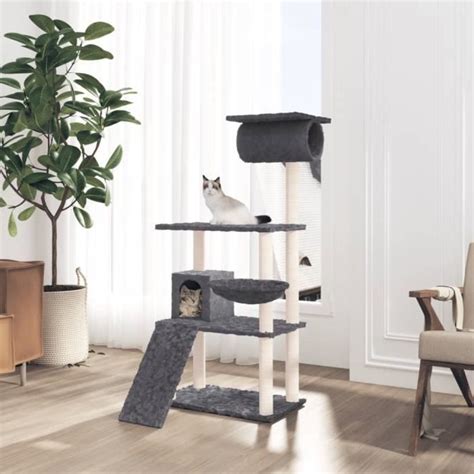 Drfeify Arbre à chat avec griffoirs en sisal Gris foncé 131 cm XA288