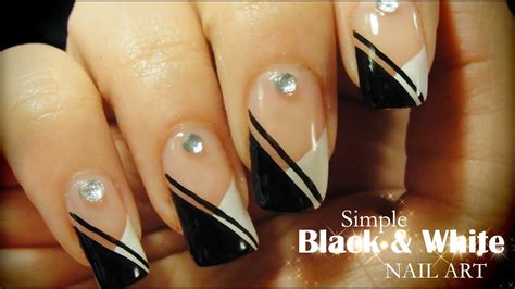 Simple Black And White Nail Art Youtube