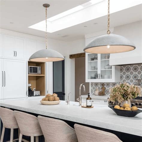 Elliot Large Concrete Pendant w/ Brass Chain | Kitchen island lighting ...