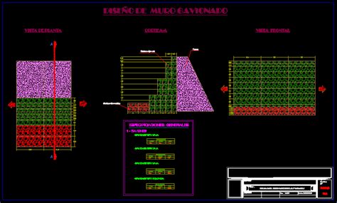 Planos De Muro Gavionado En Dwg Autocad Consolidaci N De Suelos