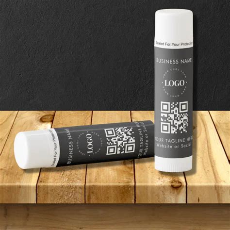 Custom Business Company Logo Qr Code And Text Simple Lip Balm Zazzle