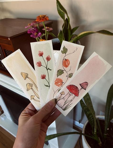 Autumn Bookmarks Hand Painted Bookmarks Painted Bookmarks Mushroom