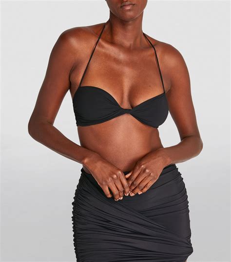 Womens Magda Butrym Black Twisted Bikini Top Harrods UK