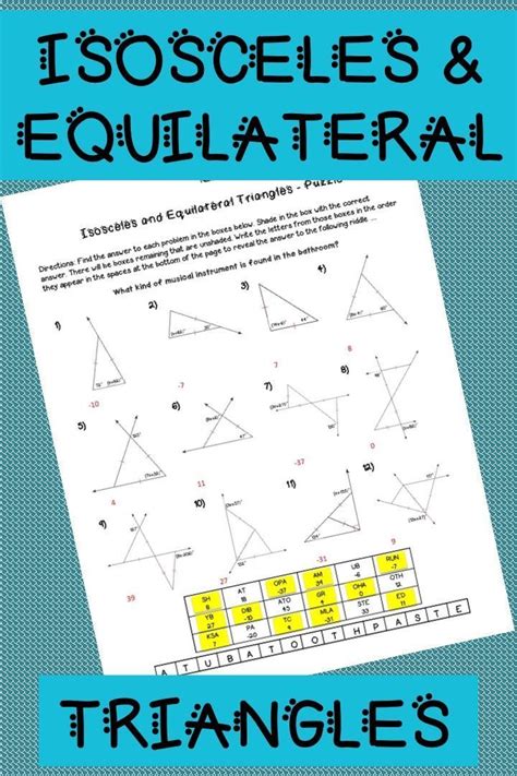 Geometry Isosceles And Equilateral Triangles Worksheet