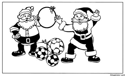 Santa Playing Soccer Santa Claus Coloring Page Xmas Color