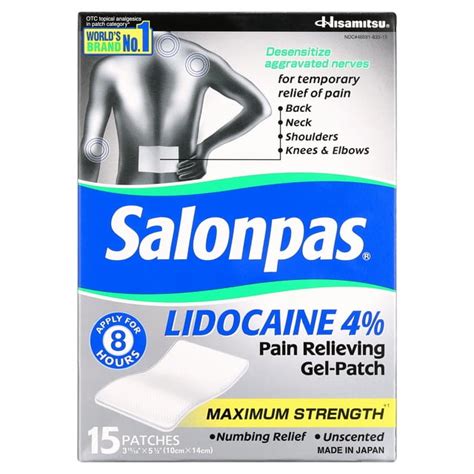 Salonpas Lidocaine 4 Maximum Strength Pain Relieving Gel Patch For