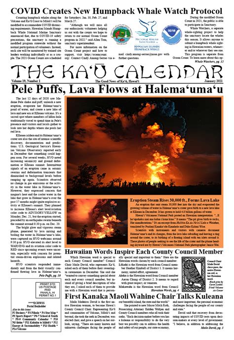 The Kaʻū Calendar News Briefs Hawaiʻi Island Jan 1 2021