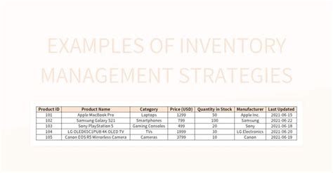 Examples Of Inventory Management Strategies Excel Template And Google ...