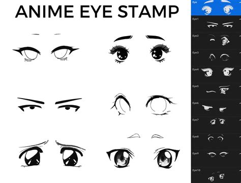 150 Anime Eyes Stamp For Procreate Procreate Anine Eyes Brush Manga