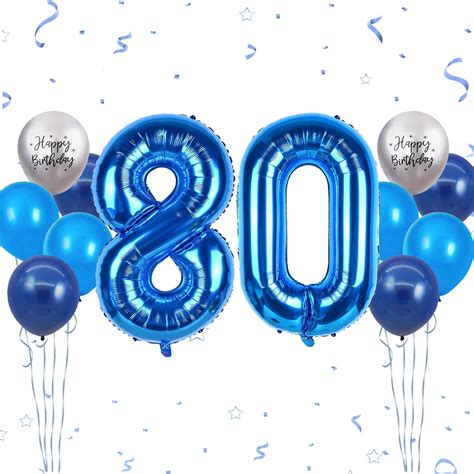 40 Inch Blue Number 80 Balloons 80th Birthday Balloons