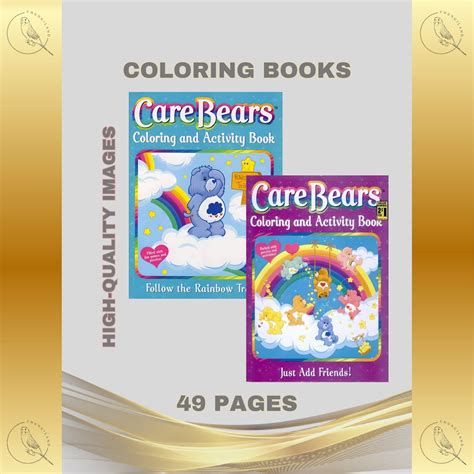 Vintage Care Bears Coloring Books Set 49 Pages Printable Pdf Instant Digital Download Diy Retro