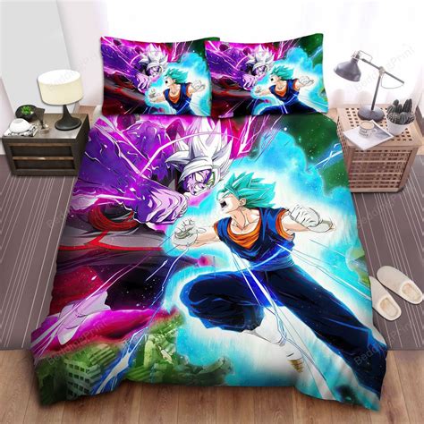 Dragon Ball Vegetto Super Saiyan Blue Vs Zamasu Bed Sheet Duvet Cover