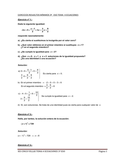 Ejercicios Resueltos M Nimos Eso Tema Ejercicios Resueltos