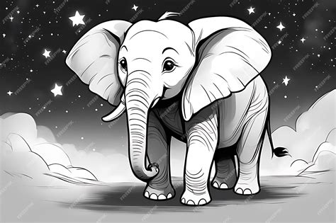 Premium AI Image | Baby elephant Coloring page Print and color High ...