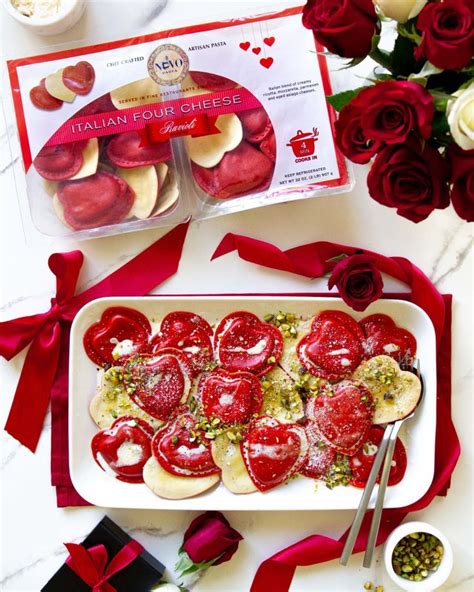 Heart Shaped Ravioli With Cognac Cream And Pistachios For Valentine S Day