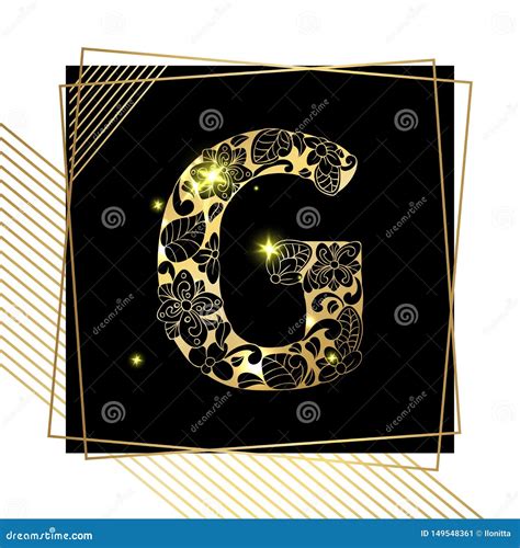 Golden Ornamental Alphabet Letter G Font Stock Vector Illustration Of