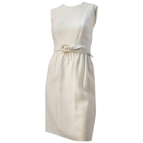 50s White Sheath Dress with White Belt For Sale at 1stDibs | white