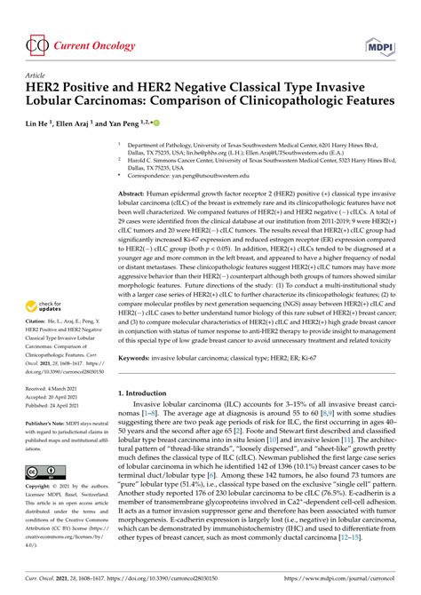 Pdf Her2 Positive And Her2 Negative Classical Type Invasive Lobular