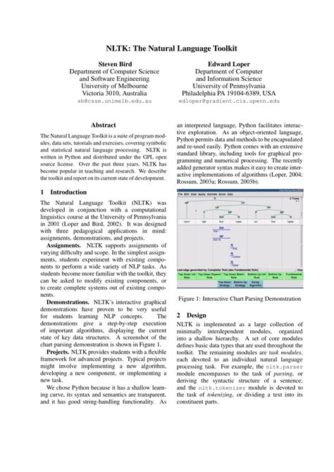 Pdf Nltk The Natural Language Toolkit