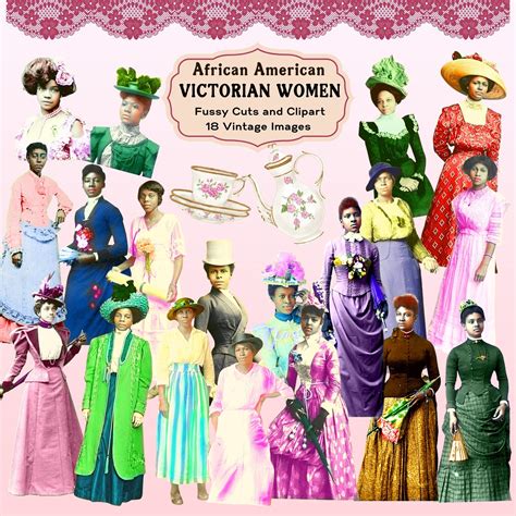 Victorian African American Women Fussy Cuts Clipart 18 Color Etsy