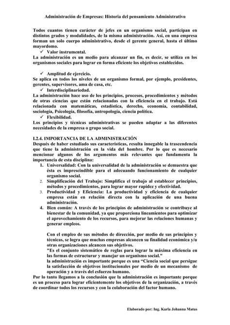 Unidad I Historia Del Pensamiento Administrativo Pdf