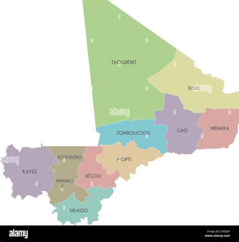 Vector Map Of Mali With Regions Capital District And Administrative