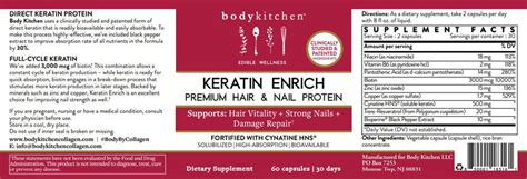 Keratin Enrich 60ct Keratin Protein For Hair And Nails Body Kitchen