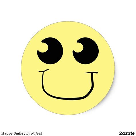 Happy Smiley Classic Round Sticker Cartoon Stickers Smiley Round