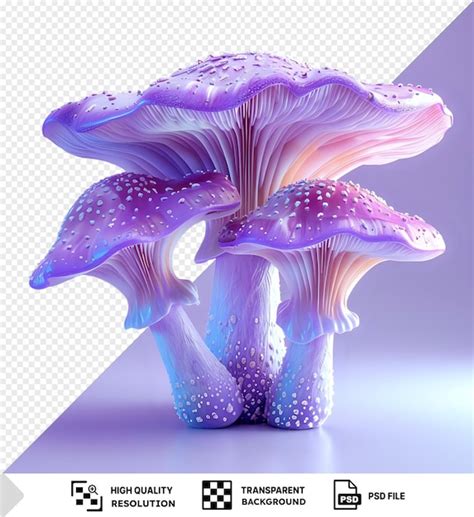 Premium Psd Potrait Beautiful Mushrooms On A Purple Background Png Psd